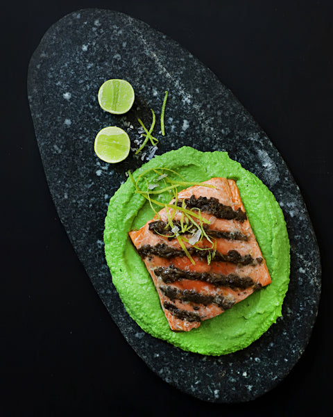 Trucha al horno con cortes de Tapenade Trufado